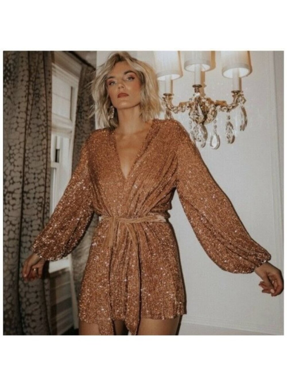 Retrofete Gabrielle Robe Mini Dress Bronze Brown